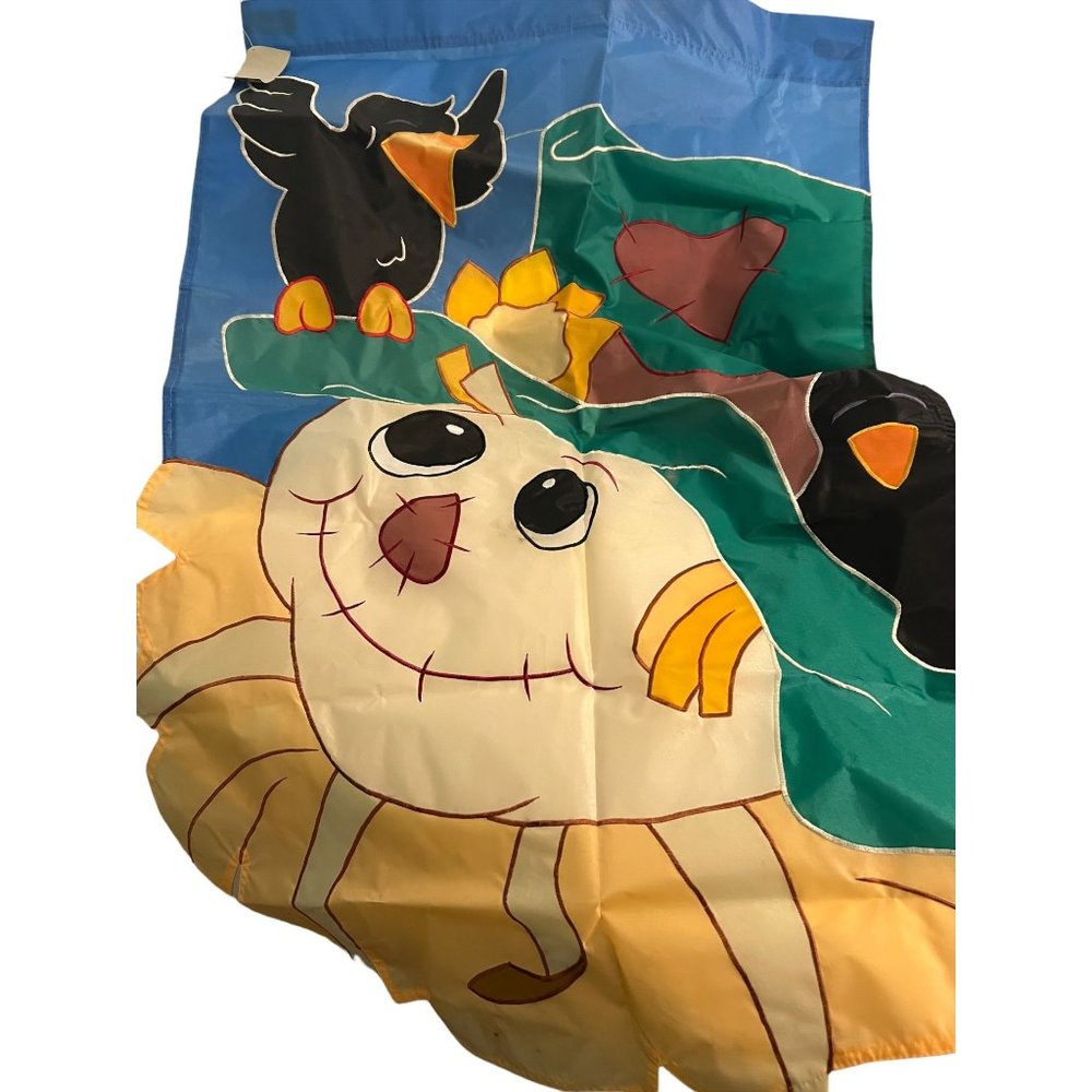 New Creative Nylon Applique Flag Scarecrow Crows Fall Halloween 44" x 28" NWT